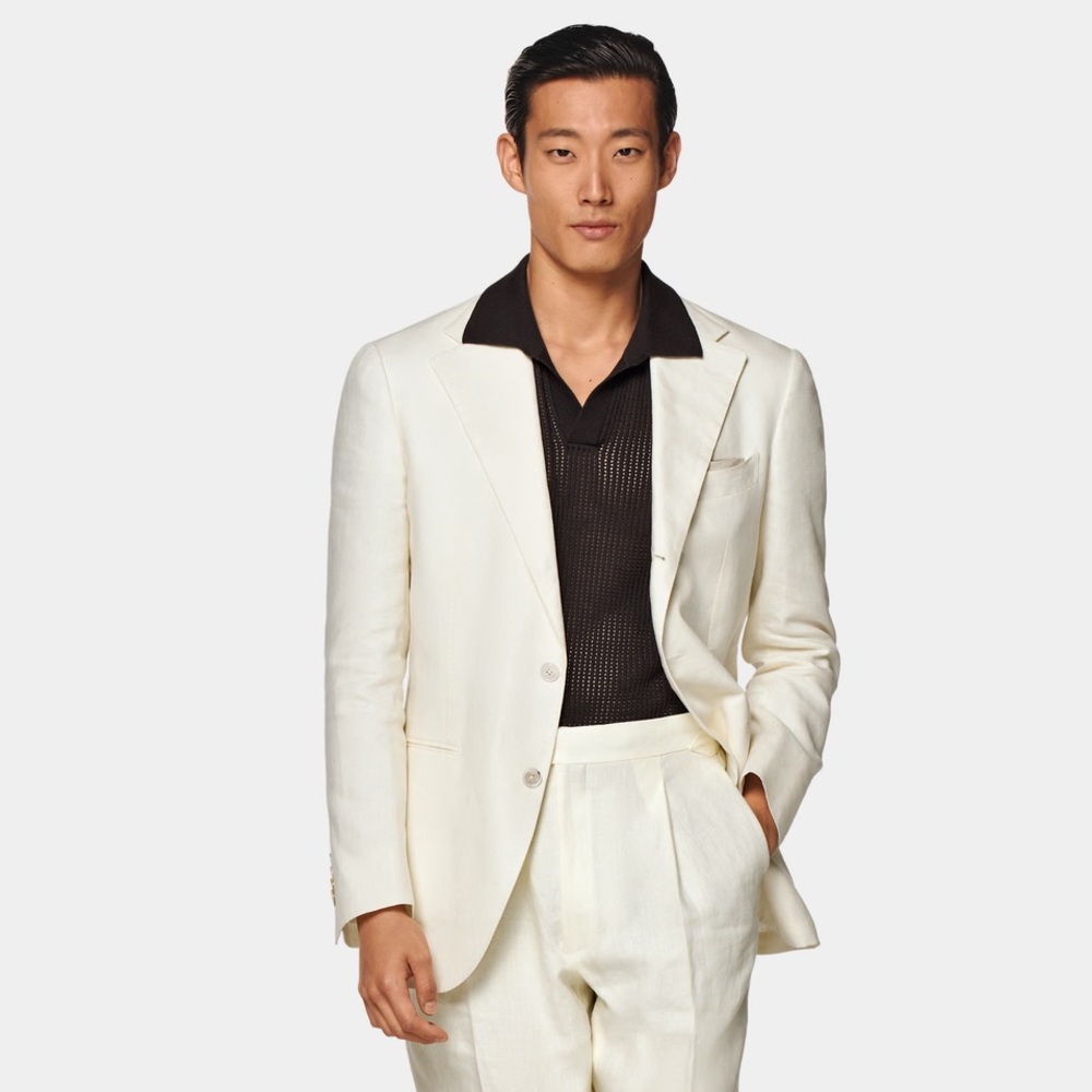 NWT SUITSUPPLY CURRENT Roma Off White Summer Linen Suit Relaxed 38R $799